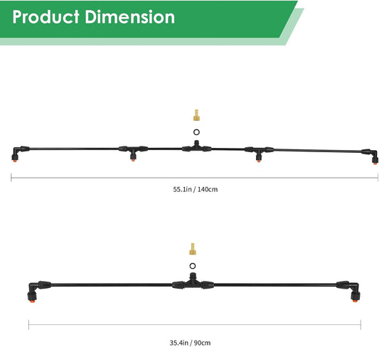 4 Nozzles Sprayer Boom Wand with 3/8 Inch Brass Barb, Sprayer Wand, Switchable 2 Nozzle Pattern, Lightweight, Up To 55.1 Inches Long, Sprayer wand, Suitable For Watering Large Areas In Gardens, Farms