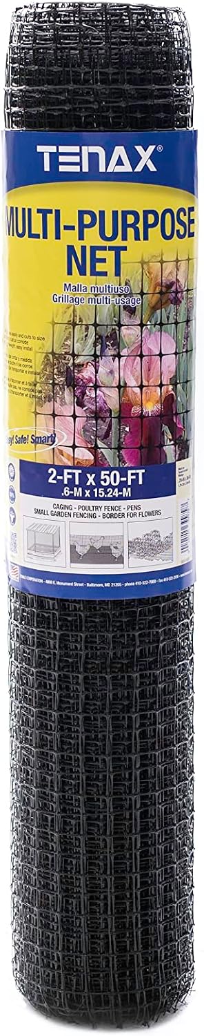 Multi-Purpose Netting - Black Plastic Mesh Netting - 2' x 25' - Polyethylene