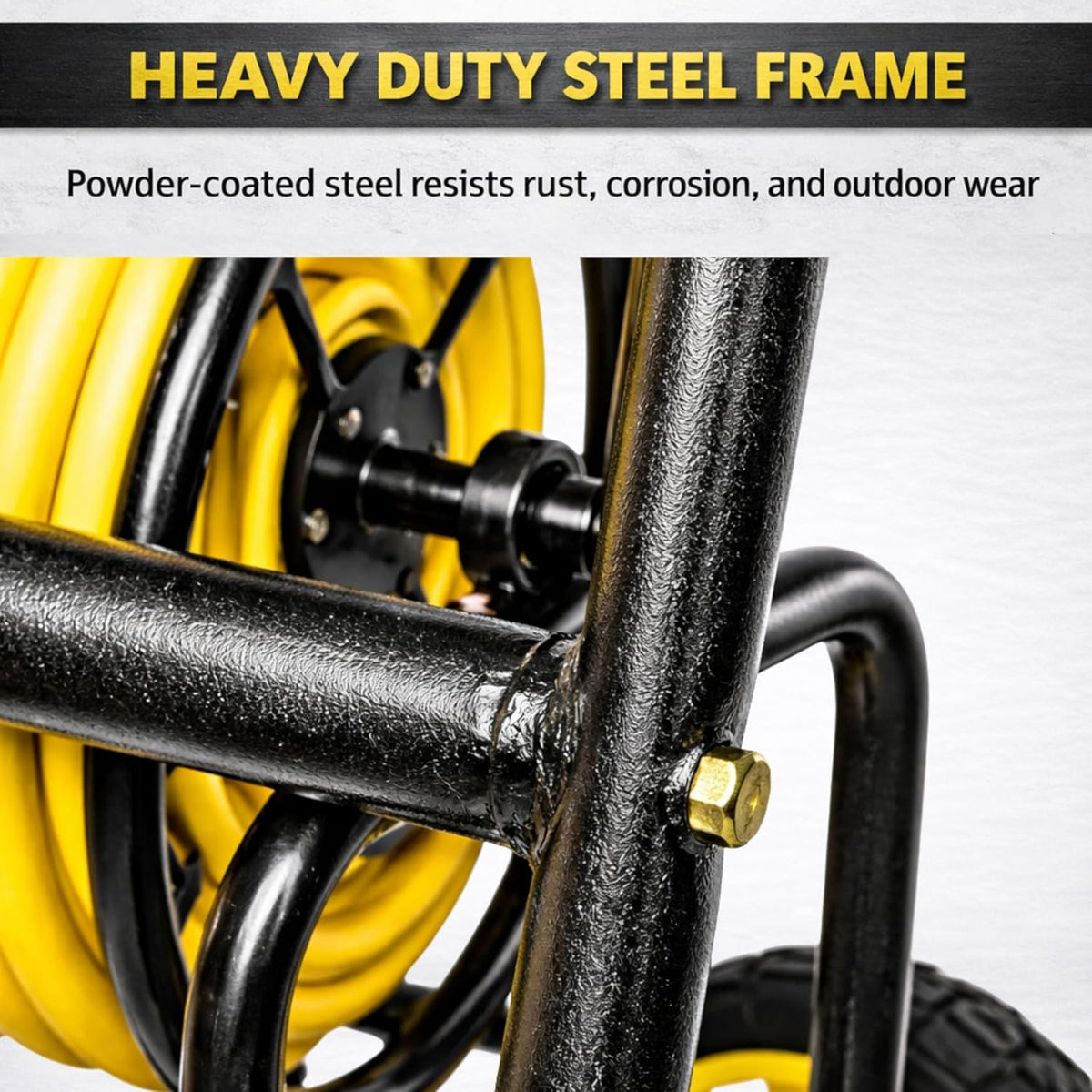 Garden 2-Wheel Hose Reel Cart, Residential Duty Hose Reel with Wheels, Outdoor Water Hose Reel for Backyard, Garden, or Lawn, Metal Hose Carts (175ft Hose Capacity)