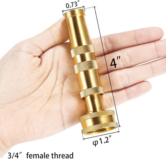 Heavy-Duty Brass Hose Nozzle, Adjustable Twist Hose Nozzle, Jet Sweeper Nozzle, Garden Sprayer