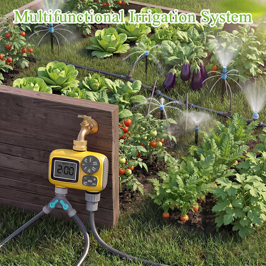 150FT Drip Irrigation System Kit with 2 Zone Water Timer for Garden