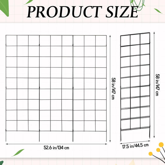 3 Panel Folding Garden Trellis for Climbing Plants, 52.6" W x 58" H Sturdy Metal Frame Cucumber Metal Trellis Garden Plants Support for Outdoor Pea Grape and Other Climbing Vegetable