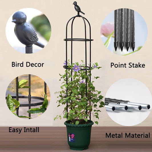 Garden Trellis for Climbing Plants Outdoor, Metal Plant Trellis with PE Coated, Rustproof Plant Support for Flowers Vegetable Vine, Tomato cage for Potted Plants Indoor Outdoor,Lightweight - 2 Pack