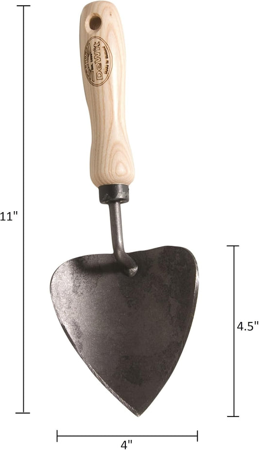 Dewit Potting Trowel – Heavy Duty Garden Hand Tool with Extra-Large Curved Blade | Tempered Boron Steel | Ash Wood Handle | 11" Length