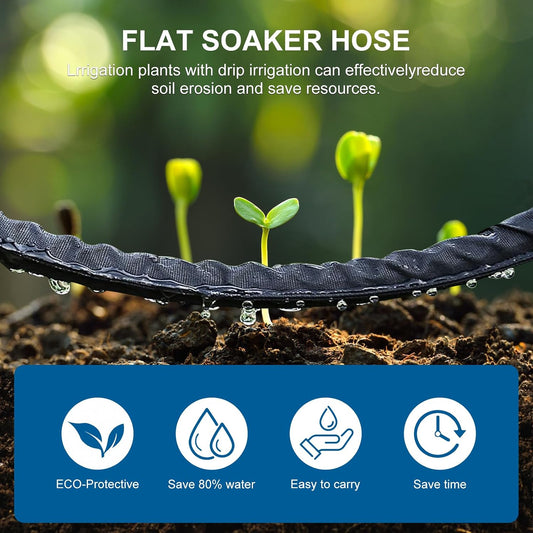 Flat Soaker Hose 15FT Lightweight and Flexible Irrigation Solution for Garden Beds, Flower Beds, and Lawns (15FT)