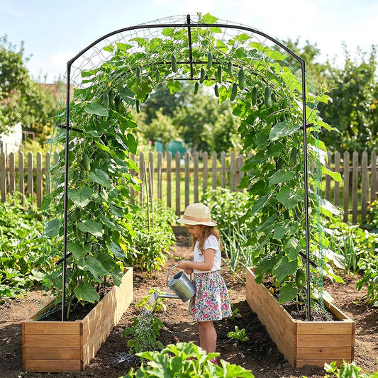 Garden Arch Trellis, 87''H x 75''L Metal Trellis for Climbing Plants