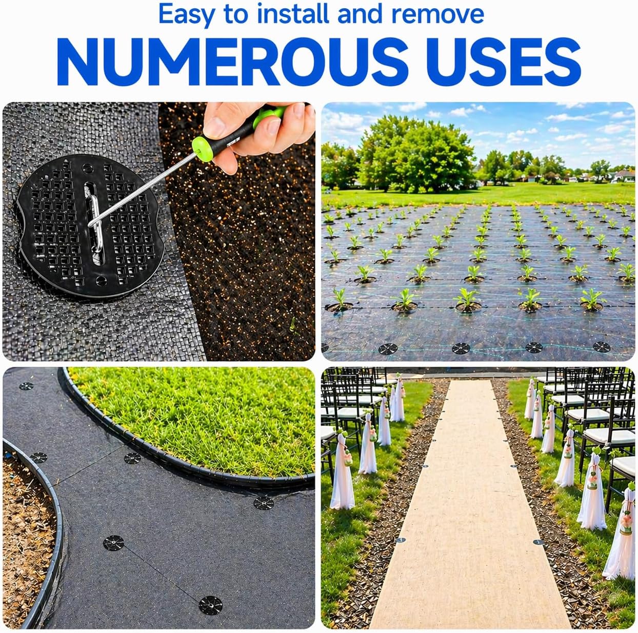 Garden Stakes,6 Inch 11 Gauge 100pcs Galvanized Landscape Staples + 100pcs Gaskets + 1Pick Hook, U-Shaped Heavy Duty Ground Stakes for Weed Barrier Fabric, Turf, Sod, Ground Cover