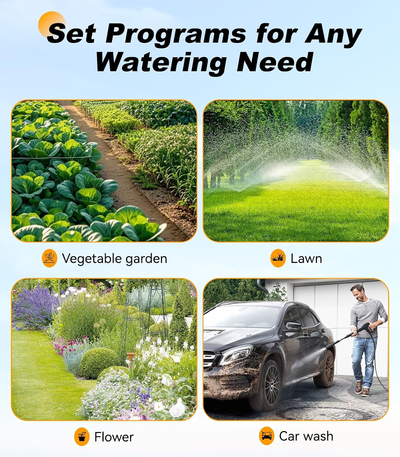 Sprinkler Timer 2 Zone, Water Timers for Garden Hose, Brass Inlet, Programmable Hose Timer with Rain Delay/Manual Modes, Faucet Timers for Lawn, Yard