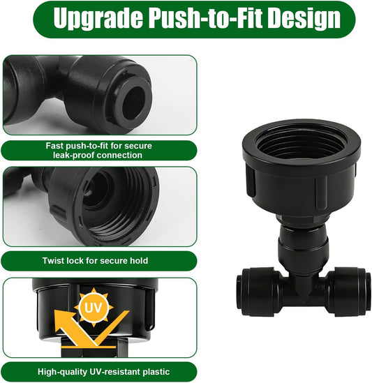 5Pack Push-to-Fit 3/4" to 1/4" Drip Irrigation Faucet Adapters