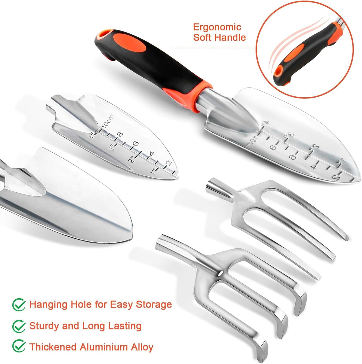 APSARAS USA Gardening Tools, Garden Tool Set, 10 Pieces Heavy Duty Sturdy Steel Gardening Tool Set with 600D Oxford Cloth Storage Tote Bag, Durable Supplies Kit Perfect Garden Gifts for Father