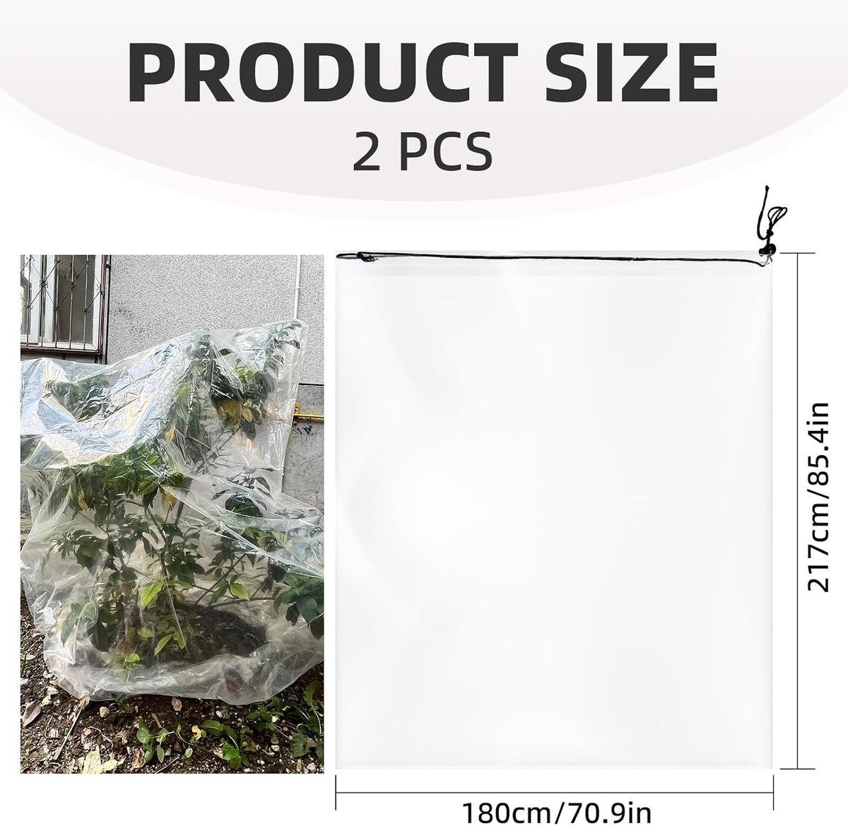 4 PCS 39.4" x59" Winter Plant Film Covers with Drawstring
