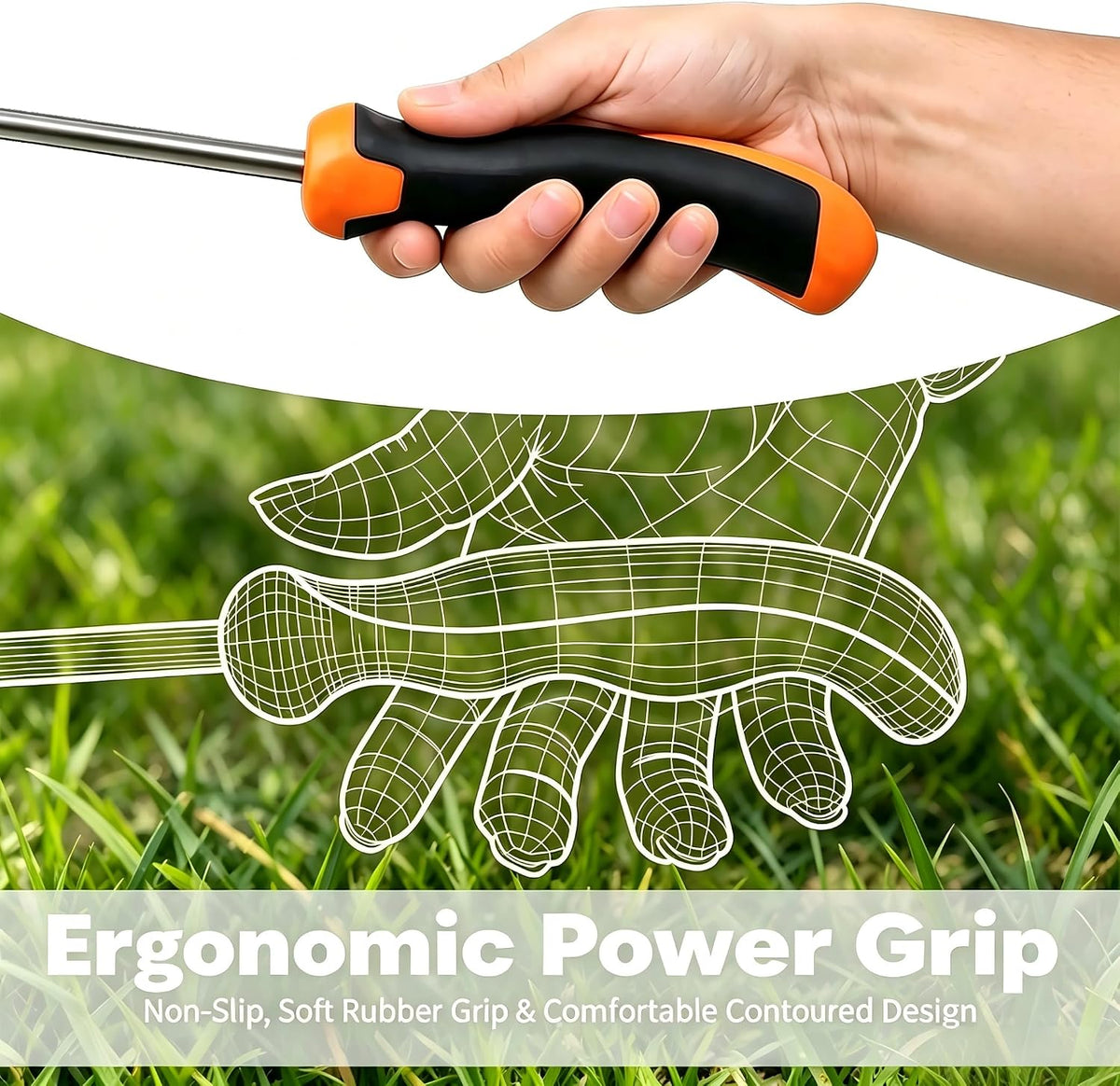 Dual Head 2-in-1 Hand Weed Puller, Heavy Duty Stainless Steel 4-Tine Weeding Tool, Ergonomic Non-Slip Deep Root Weed Remover for Dandelion Crabgrass Thistle, Lawn Yard Patio Flower Beds