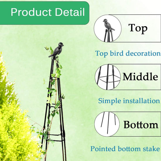 Garden Trellis, 47" Plant Trellis for Potted Plants Flowers Vegetables and Vines,Tomato Cage Tower,Garden Obelisk Trellis,Plant Support Stand for Climbing Plants Outdoor and Indoor-1 Pack