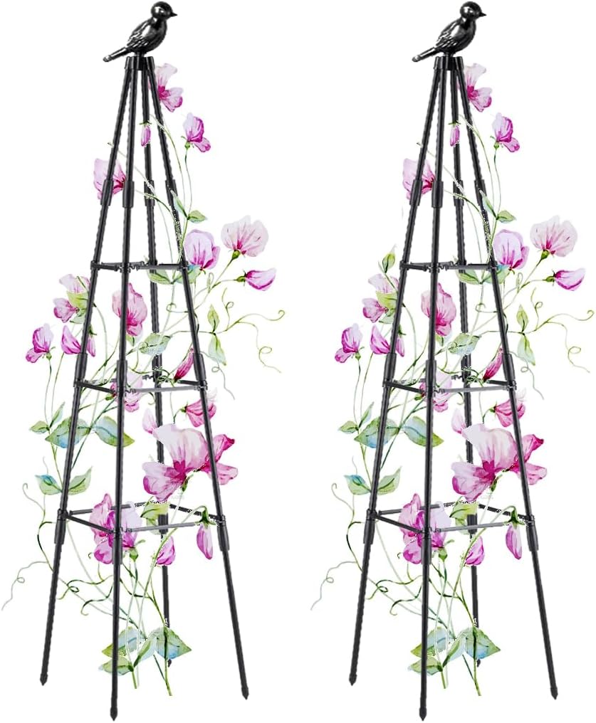 Garden Trellis, 47" Plant Trellis for Potted Plants Flowers Vegetables and Vines,Tomato Cage Tower,Garden Obelisk Trellis,Plant Support Stand for Climbing Plants Outdoor and Indoor-1 Pack