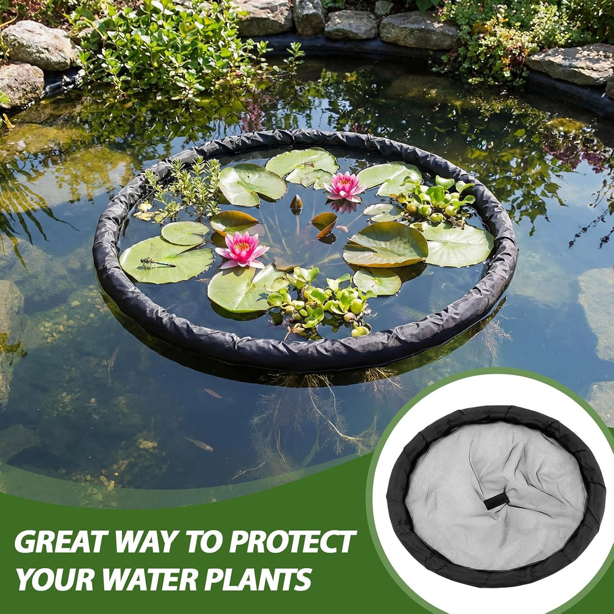 3 Pack Floating Plant Barrier Floating Island Plant Protector, Flora Fish Barrier for Garden Water Features Pond Protection(35/32/24 Inches)