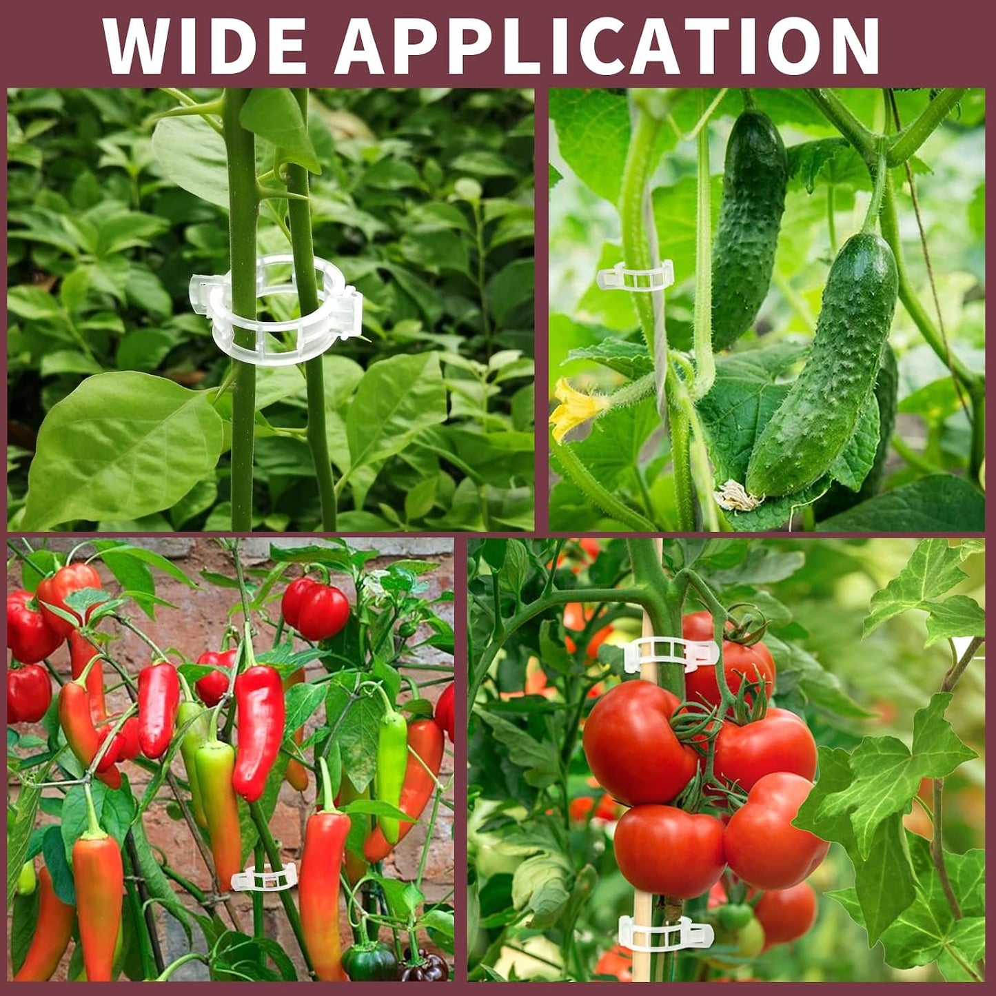 300 PCS Plant Support Clips, Plastic Garden Plant Ties, Tomato Clips Trellis for Tomato Cucumber Flower Squash Vine, 1” Inner Diameter for Climbing Plants