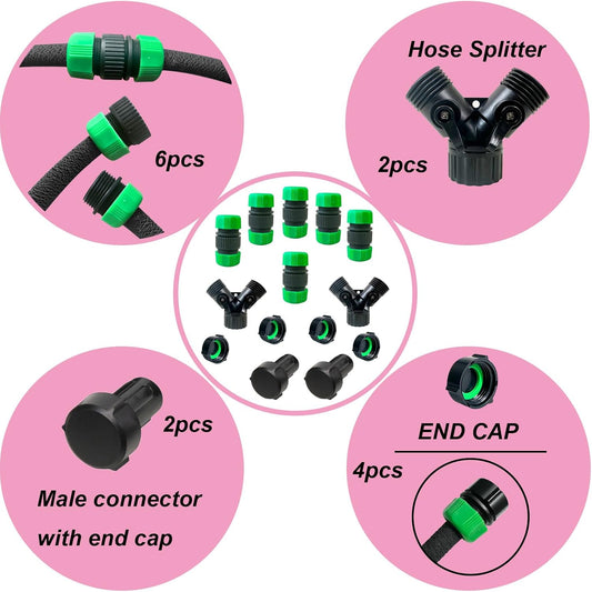 é Fittings for 1/2" Soaker Hose and Garden Hose, Repair Fitting Kit include Female Connector& Male Connector & Straight Connector&Two-way Valve Connectors(1/2 fittings kit).