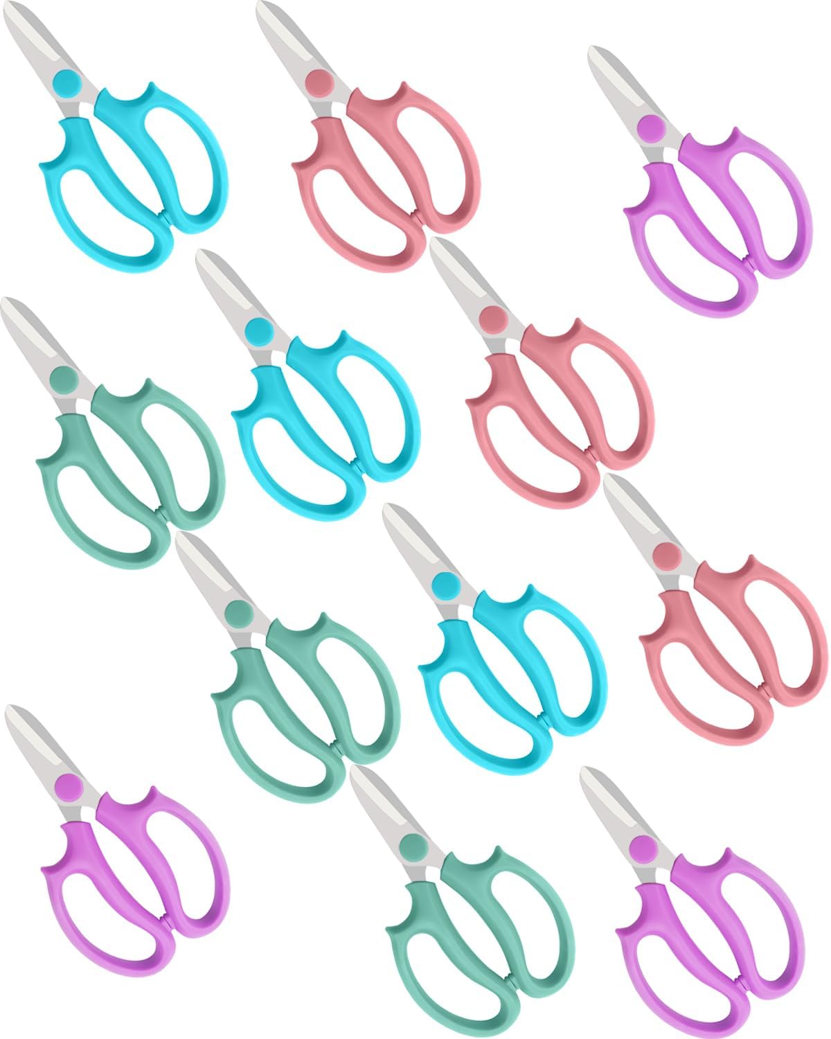 Flower Scissors - 4 Pcs Stainless Steel Flower Shears, Garden Plant Floral Shears for Fresh Flowers Stems (Blue, Green, Pink, Violet)