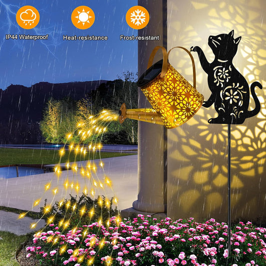 Solar Garden Lights Outdoor Decor, Cat Watering Can Lights for Yard, 1 Pack
