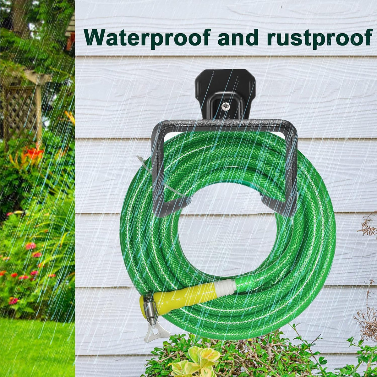 Metal Garden Hose Holder, Heavy Duty Wall Mount Hose Hanger for 150 FT