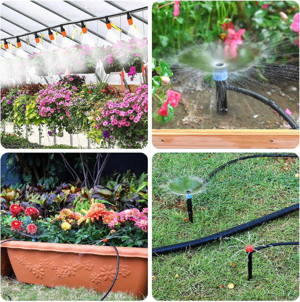 226FT Greenhouse Micro Drip Irrigation Kit, Automatic Patio Plant Watering System with 1/4" & 1/2" Tubing, Adjustable Nozzles, Emitters, & Barbed Fittings for Efficient Irrigation