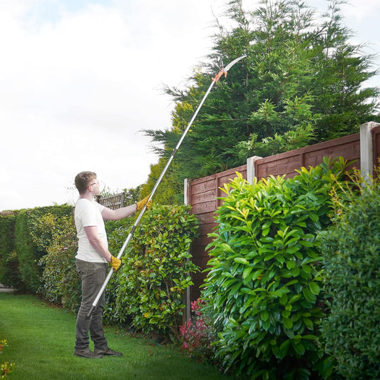 Telescopic Tree Pruner & Lopper 2 in 1 – Long Reach 3.3m Cutter, Retractable & Extendable Pole Saw for Branches – Lightweight Aluminium Pole, Steel Blade – Blade Cover Included