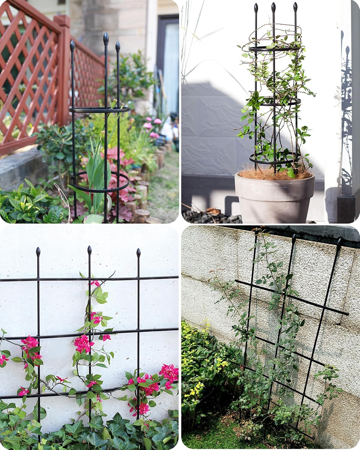 2-Pack Garden Trellis for Climbing Plants Outdoor Indoor, 47-Inch Adjustable Metal Trellis for Potted Plants, Tall Plant Support for Jasmine, Clematis and Other Climbing Flowers