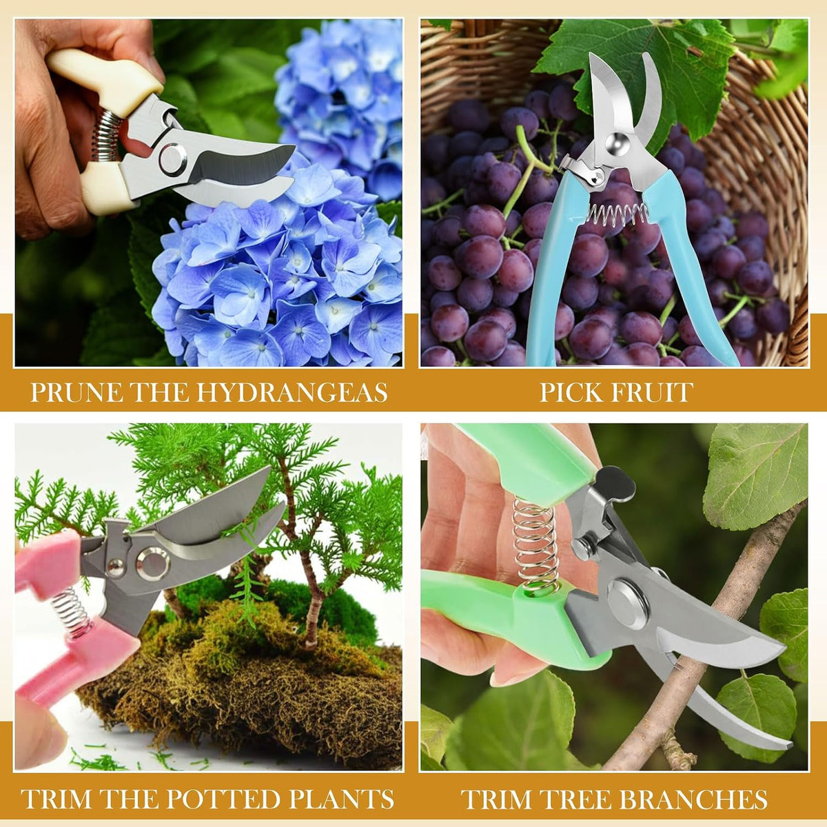 24 Pcs Garden Flower Shears Pruning Scissors Valentine Heavy Duty Plant Scissor Garden Clippers Hand Bypass Pruner for Gardening Plants Hedge Tree Cutting Miniature Bonsai Modeling(Beige)