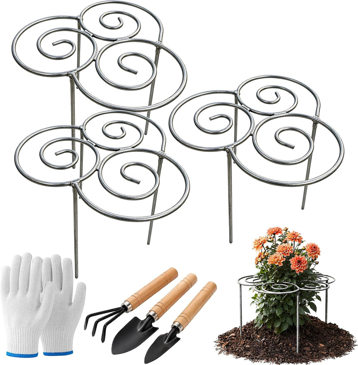 Metal Plant Support Ring for Peony Cages & Garden, 2026 New Reusable Peony Supports for Outdoor Plants, Weather Peony Plant Support, Flower Hoop for Upright Growth and Protection (1pc s)
