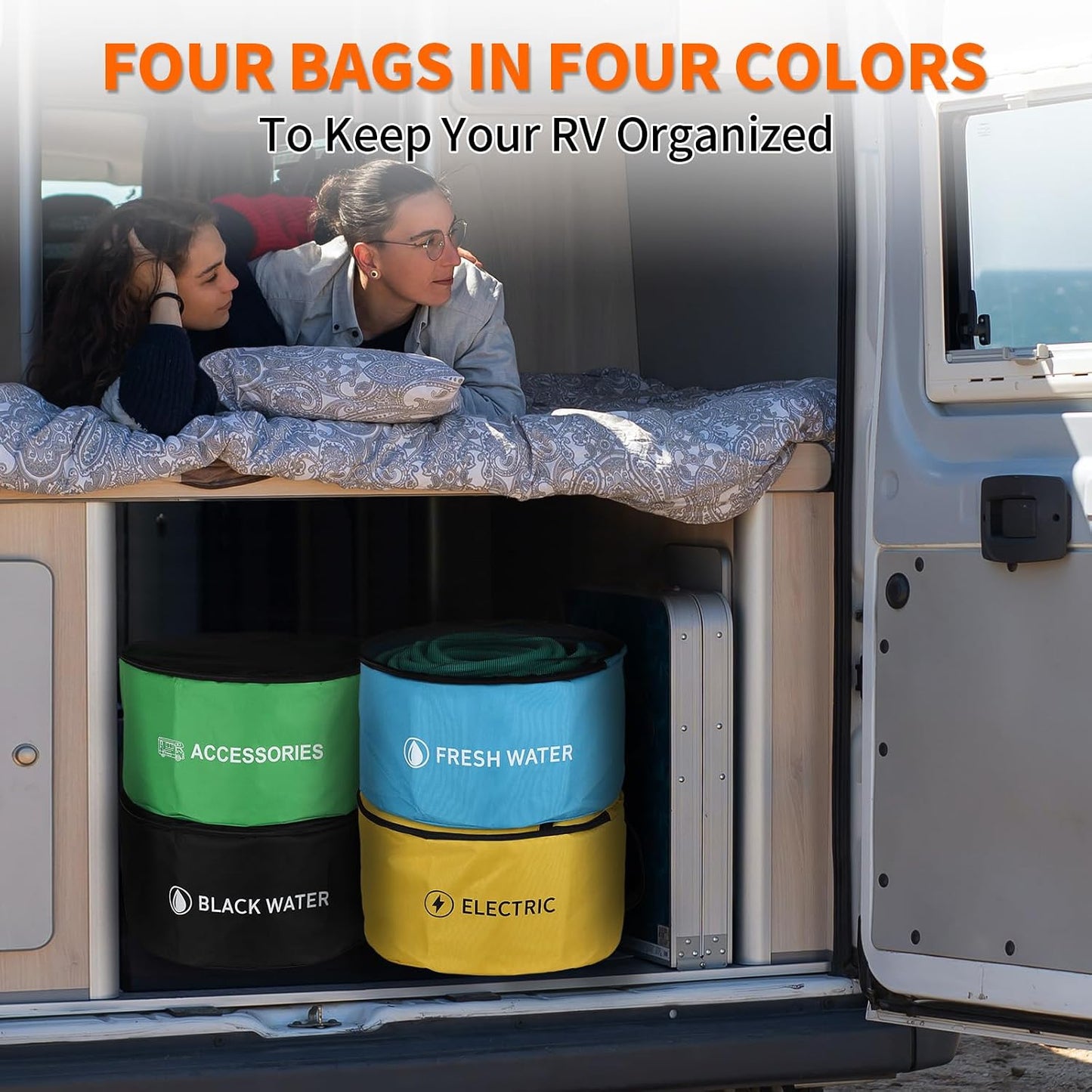 3PK RV Hose Storage Bags, Waterproof Camper Cord Utility Organizer