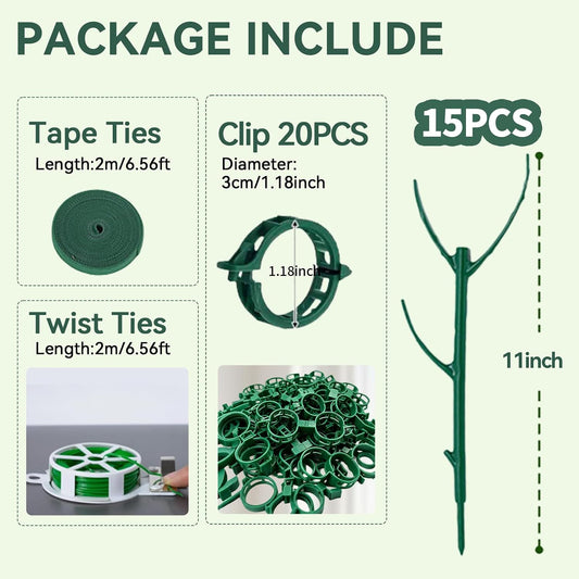 15 Pack Stackable Monstera Plant Support,Adjustable Plant Support Pole