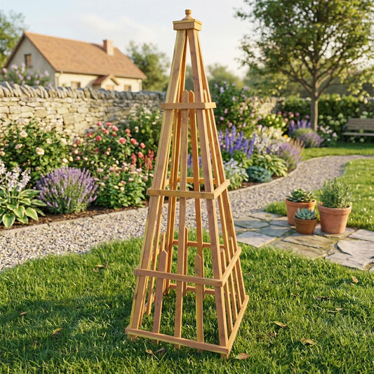 Amish Made Large Cedar Pyramid Trellis , 72", Premium Red