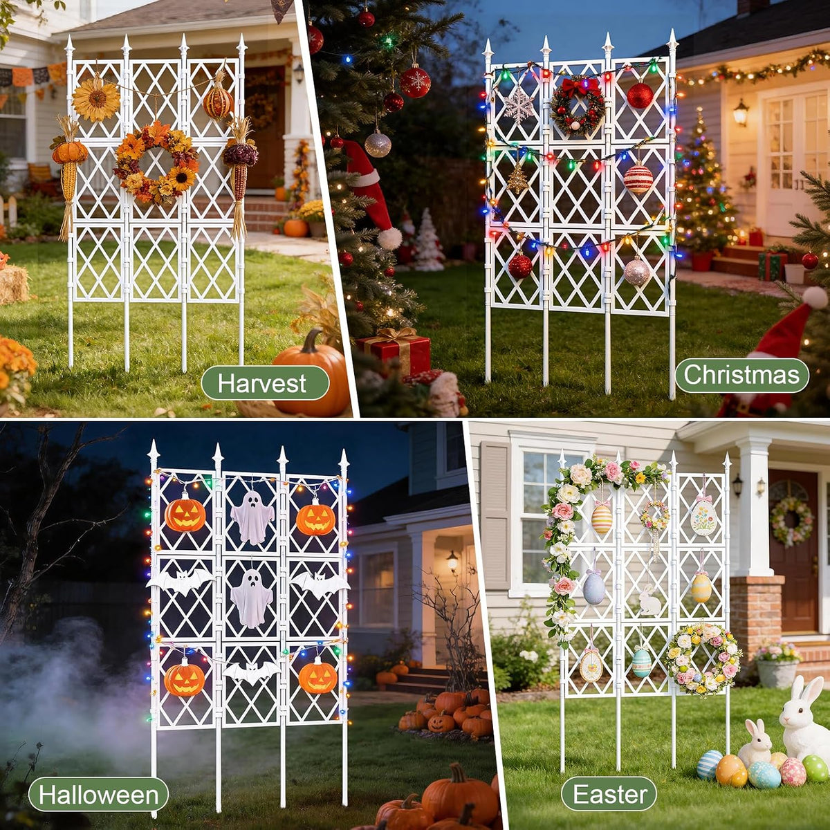 63 Inch Black Metal Pipe Garden Trellis Support Fence Frame for Climbing