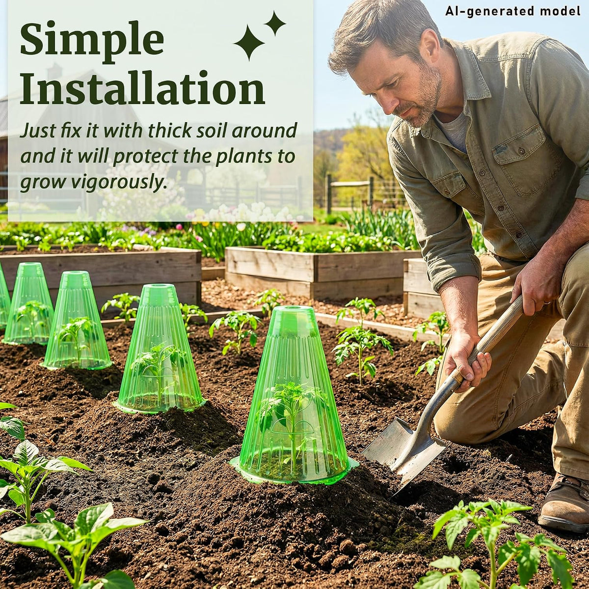 Pack 30 Garden Cloches for Plants with Top Hole, 8.6" L x 7.8" Reusable Plant Bell Cover, Protection from Freezing Weather, Birds, and Snails for Garden