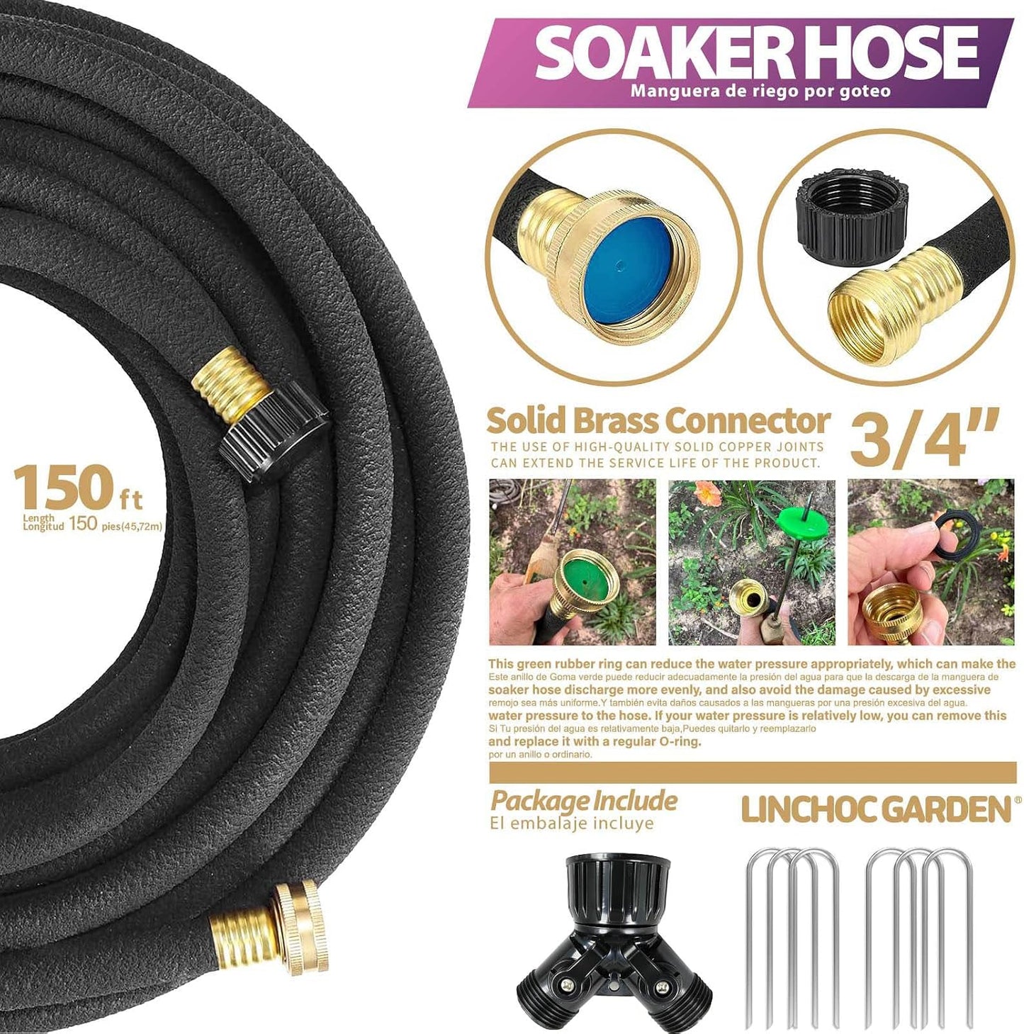 1/2 Inch 15FT Soaker Hose - Lightweight Flexible Design for Compact Spaces | Eco-Friendly & Root-Targeted Watering