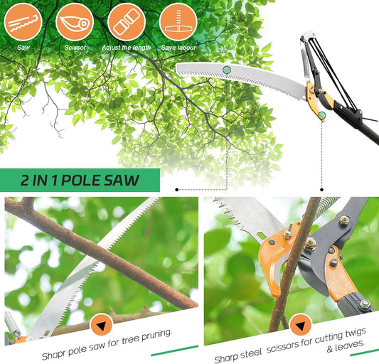 Pole Saw for Tree Trimming, 13.7FT Extendable Manual Tree Pruners
