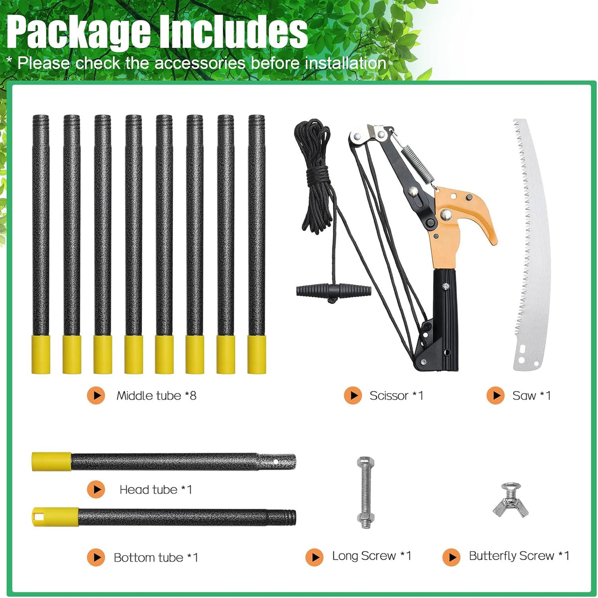 Pole Saw for Tree Trimming, 13.7FT Extendable Manual Tree Pruners