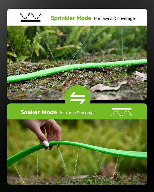 Sprinkler Hose with Holes 100FT, Flat Soaker Hose with Stakes, Lightweight Water Irrigation Sprinklers System for Garden, Lawn and Yard(50FT, 2Pack)
