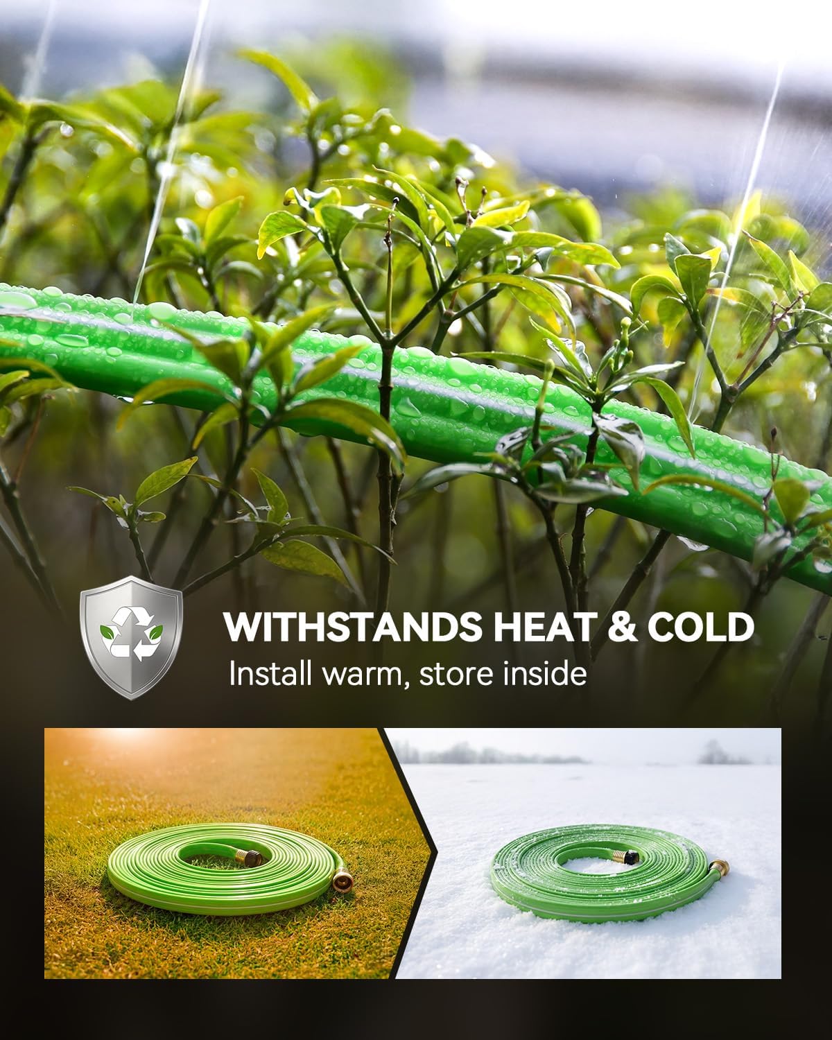 Sprinkler Hose with Holes 100FT, Flat Soaker Hose with Stakes, Lightweight Water Irrigation Sprinklers System for Garden, Lawn and Yard(50FT, 2Pack)