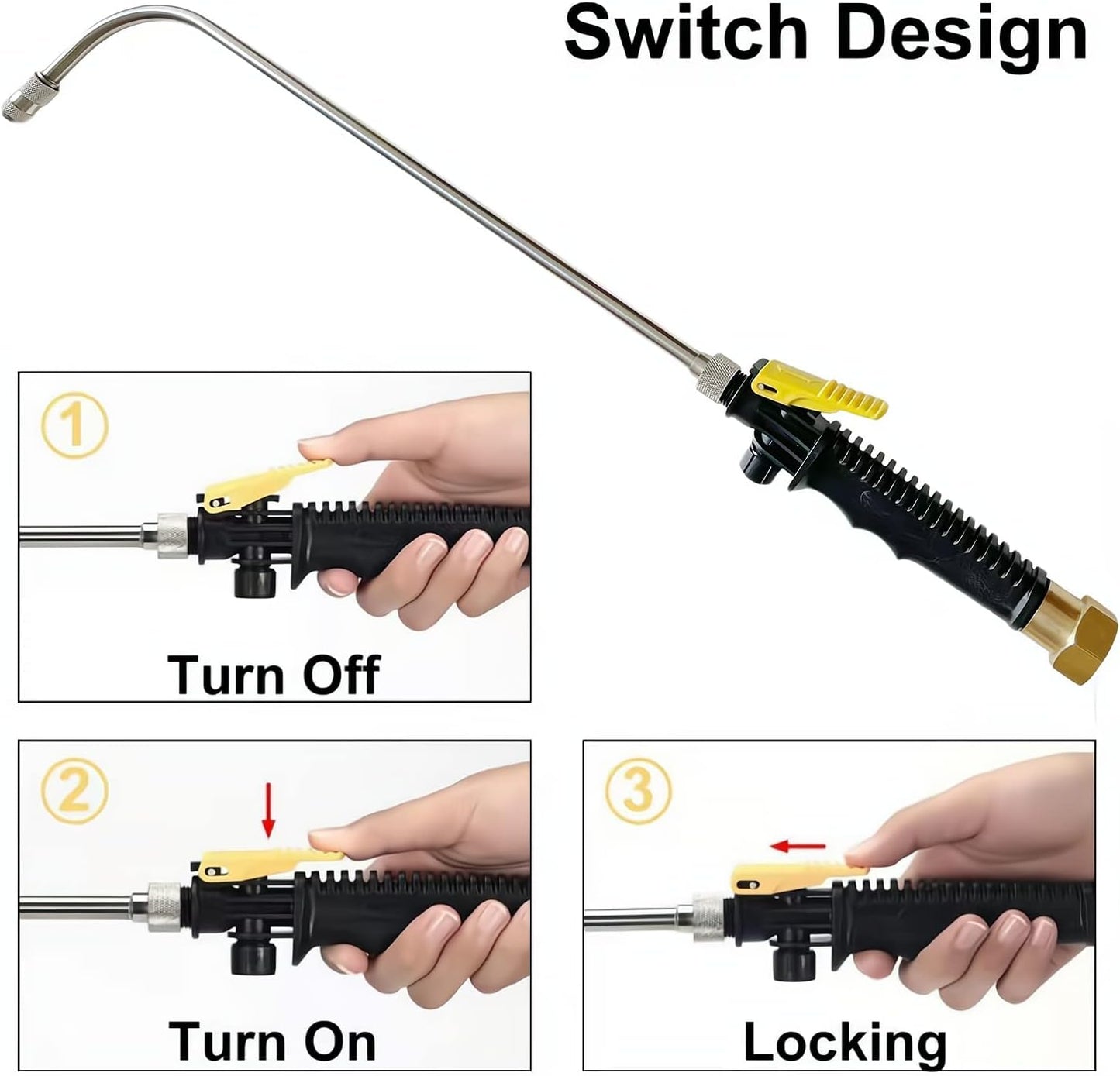 Mist Watering Wand For Hanging Baskets,25 Inch Spray Wand With Adjustable Nozzle, Car Pet Window Cleaning Tool, Great For Watering Seedbeds, Hanging Plants, Deck Plants.(90-degree curved nozzle)