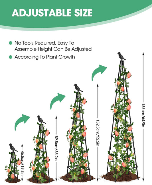 MYMULIKE 2Pack Garden Trellis for Climbing Plants Outdoor Indoor Pot 67'' Cucumber Trellis for Climbing Plant Support for Climbing Vegetables Plants Garden Obelisk Trellis Tomato cage & Climbing Rose