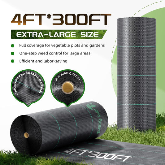 4ft x 300ft Weed Barrier Fabric Heavy Dusty, Ground Cover, Weed Mat, Woven Landscape Fabric for Garden, Lawn and Outdoor Project