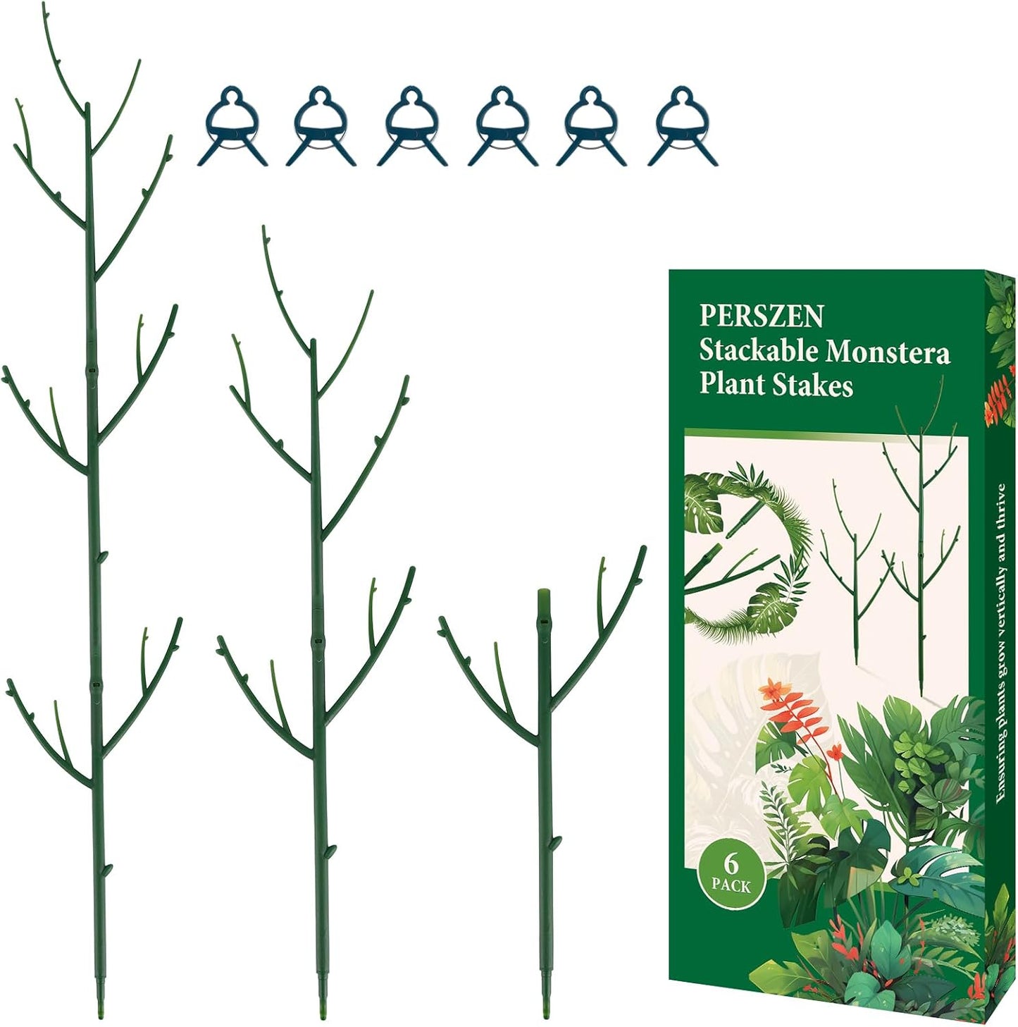 15 Pack Stackable Plant Support Stakes, Garden Trellis for Climbing Plants Indoor and Outdoor Use, Plant Accessories for Potted Plants Monstera, Plant Sticks for Climbing Plant Stems