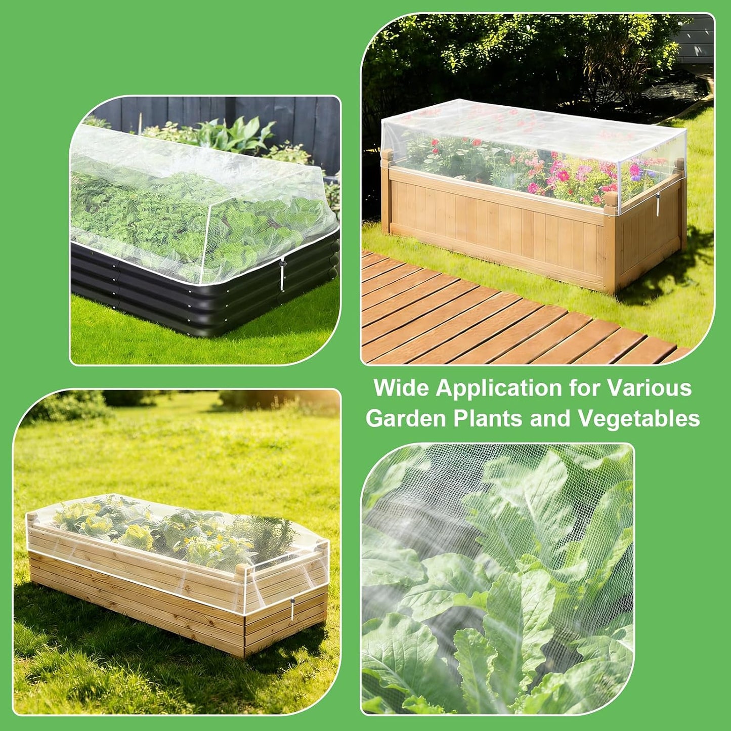 2 Pack Garden Netting for Raised Beds, Raised Beds Bug Net with Drawstring