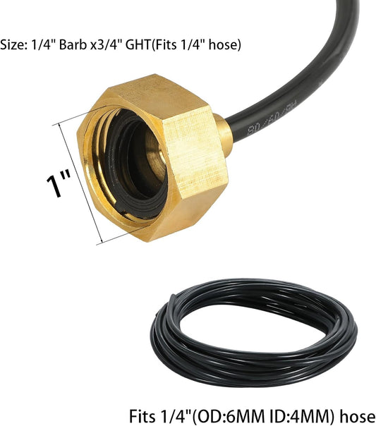 3 Set Garden Hose Adapter, 3/4'' Female Thread to 1/4'' Irrigation Tubing