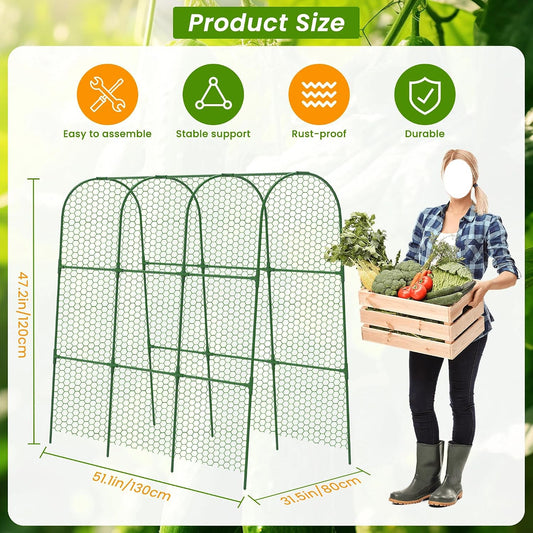 Cucumber Trellis, 50" X 47" U-Shape Garden Trellis for Climbing Plants Outdoor, Arch Trellis Cucumber for Raised Bed, Foldable Plant Support for Vine/Vegetable/Tomato/Zucchini/Pea