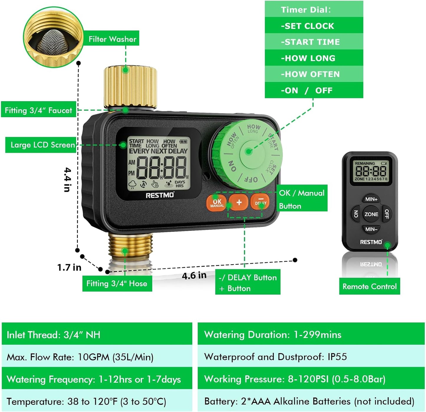RF Remote Controlled Sprinkler Timer for Garden Hose