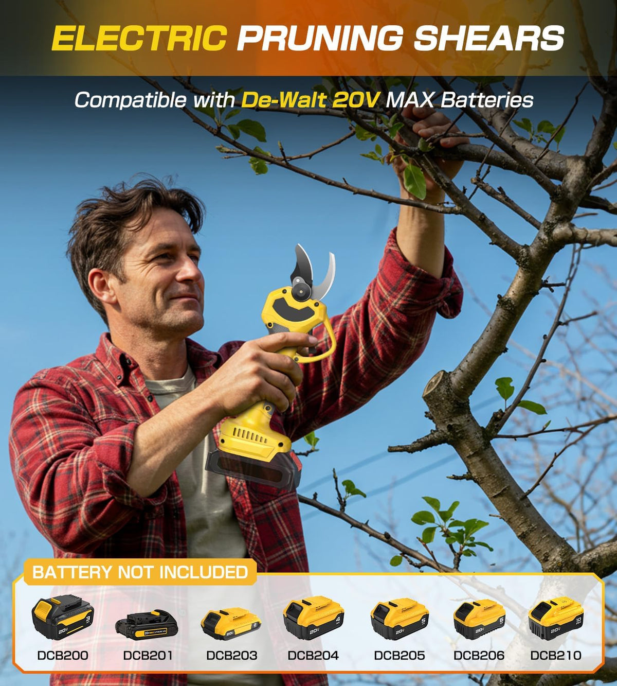 Electric Pruning Shears for DeWalt 20V Max Cordless1.4 Inches Branch Cutter Battery Pruning Shears with LCD Display Power Scissors for Gardening Tree Trimming, Bare Tool Only (NO Battery)
