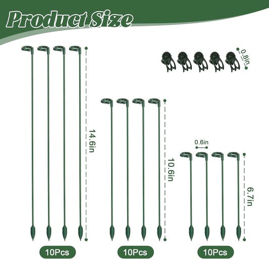 30 Pcs Plant Support Stakes with 30 Pcs Plant Clips Garden Floral Flower Support Single Stem Support Stake for Phalaenopsis Orchid Flower Roses Amaryllis