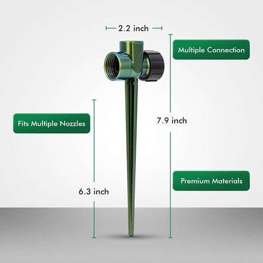 Sprinkler Stake 3 Pack Zinc Alloy Lawn Sprinkler Spike Base